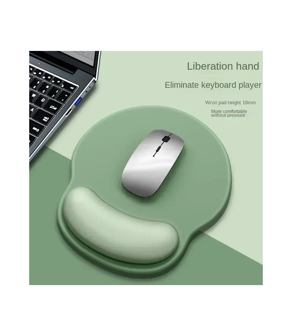 Mint Green Gradient Silicone Mouse Pad With Wrist Support 250 × 220 × 18 mm