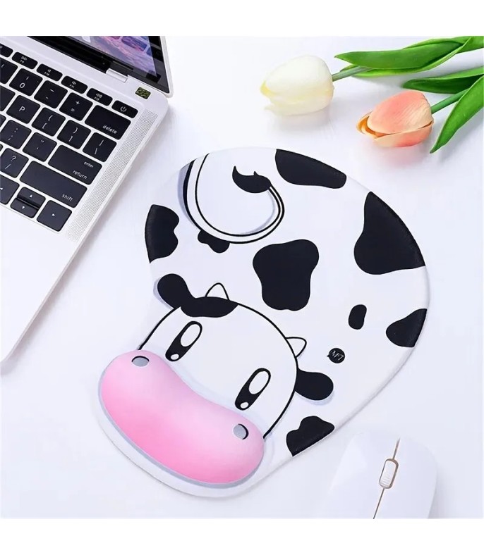 White Marble Computer Mouse Pad With Wrist Support 19 × 23 cm