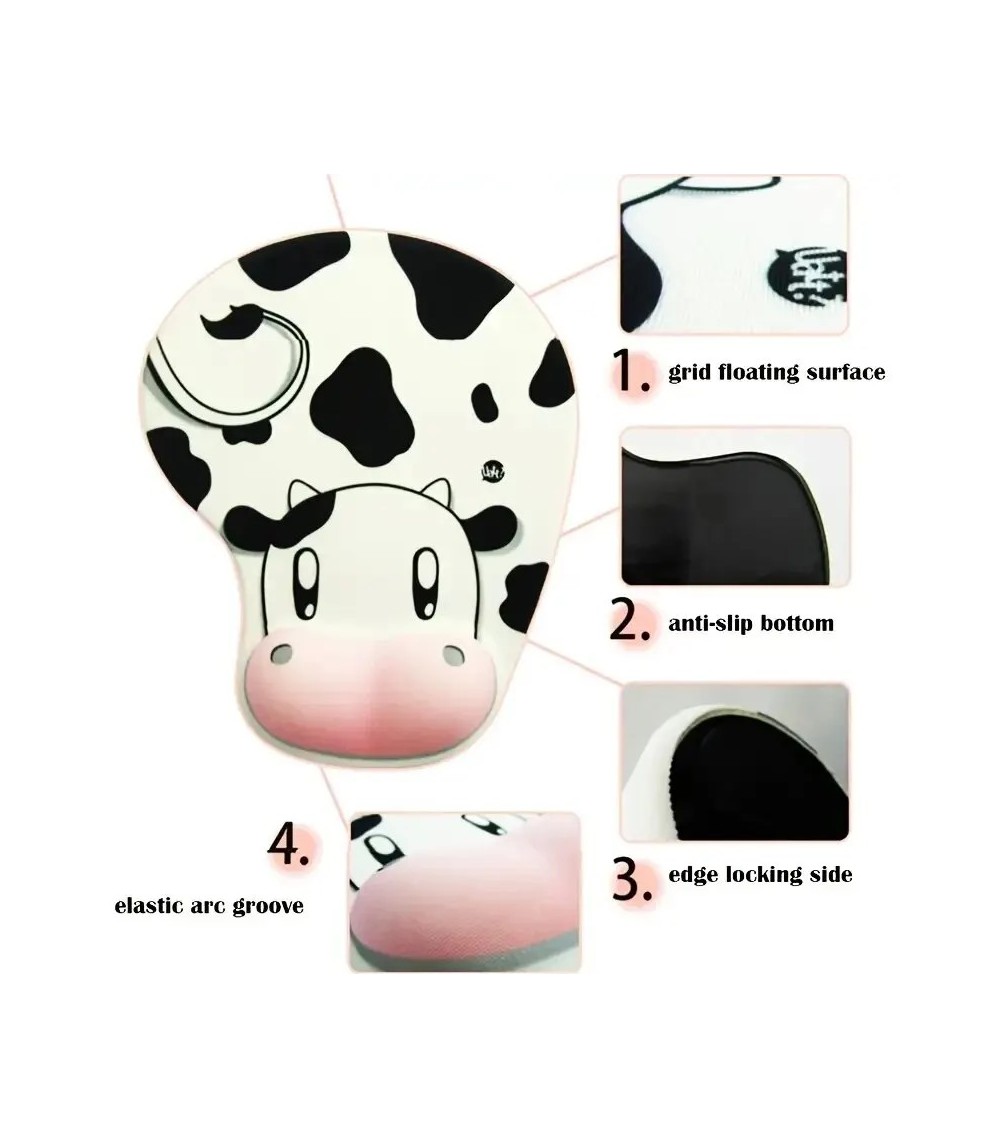 White Marble Computer Mouse Pad With Wrist Support 19 × 23 cm