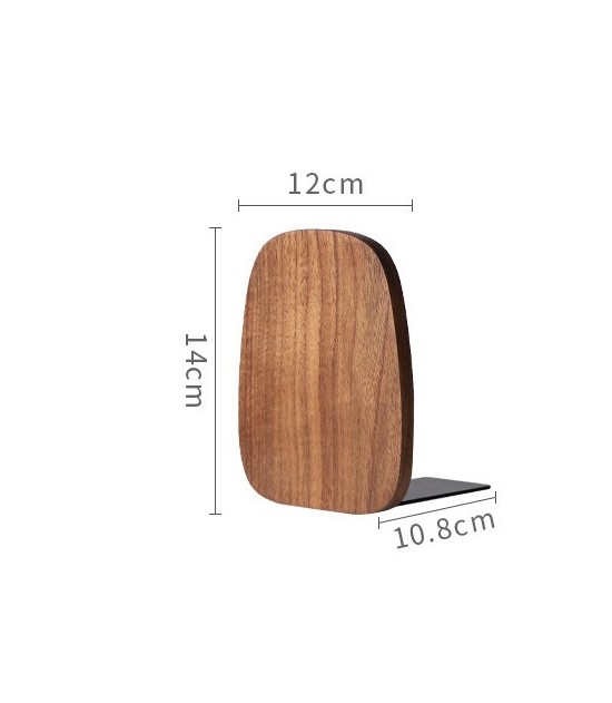 Black Walnut Solid Wood Bookends 12 × 14 × 10.8 cm – Non-Slip Book Holder