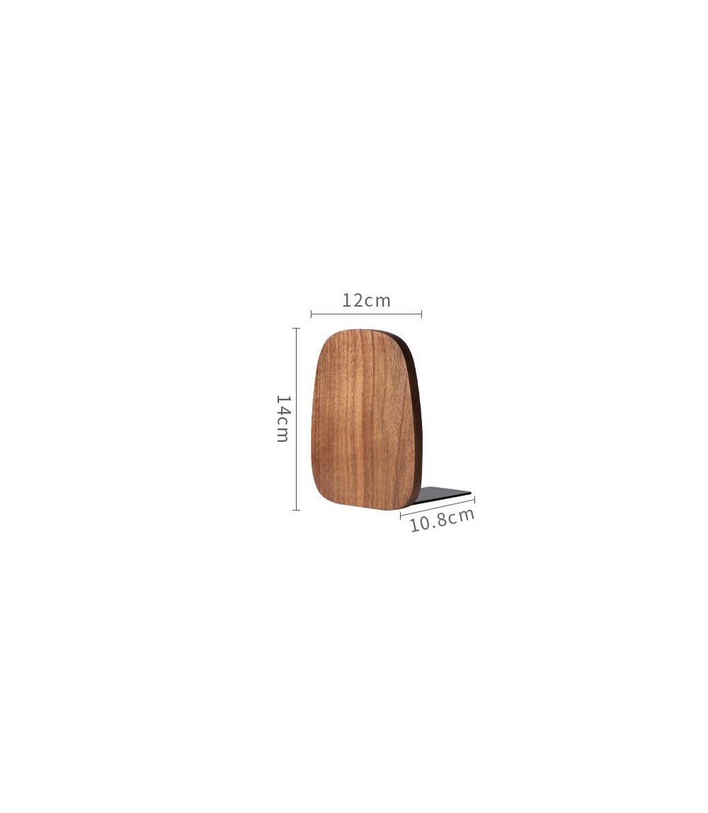 Black Walnut Solid Wood Bookends 12 × 14 × 10.8 cm – Non-Slip Book Holder