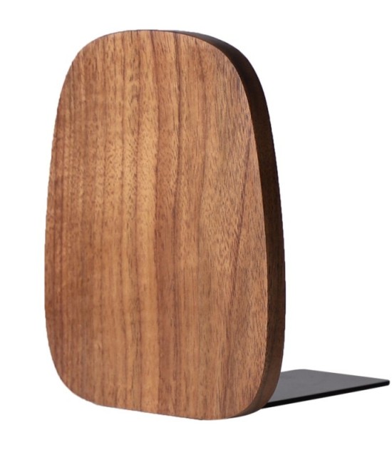 Black Walnut Solid Wood Bookends 12 × 14 × 10.8 cm – Non-Slip Book Holder