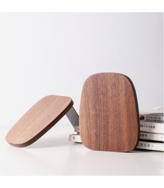 Black Walnut Solid Wood Bookends 12 × 14 × 10.8 cm – Non-Slip Book Holder