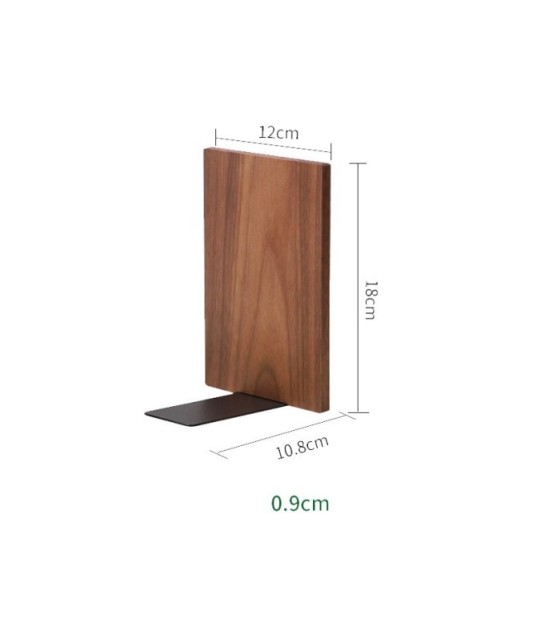 Black Walnut Solid Wood Bookend 12 × 18 × 10.8 cm – Modern Bookshelf Organizer