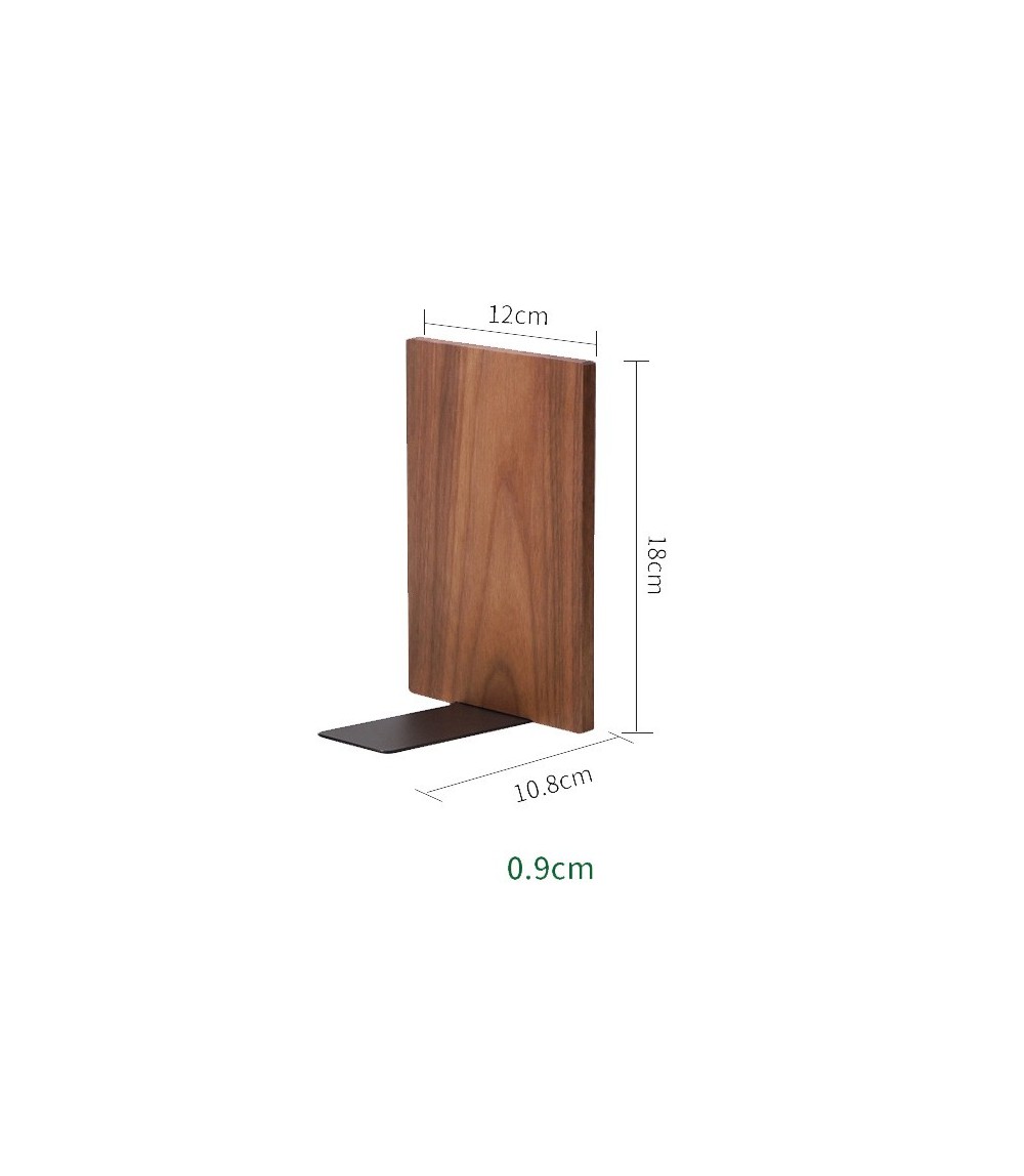 Black Walnut Solid Wood Bookend 12 × 18 × 10.8 cm – Modern Bookshelf Organizer