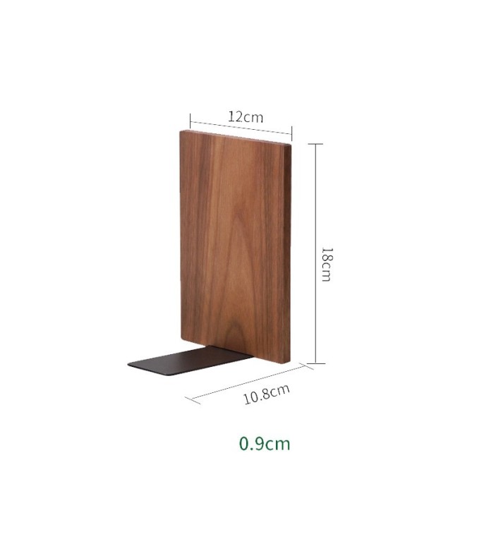 Black Walnut Solid Wood Bookend 12 × 18 × 10.8 cm – Modern Bookshelf Organizer