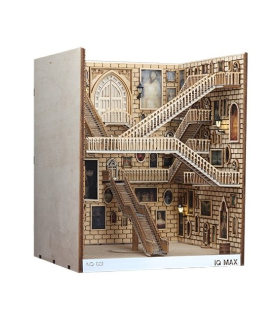 Spiral Staircase Wooden Book Nook Stand 260 × 224 × 217 mm – Decorative Bookshelf Bookends