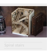 Spiral Staircase Wooden Book Nook Stand 260 × 224 × 217 mm – Decorative Bookshelf Bookends