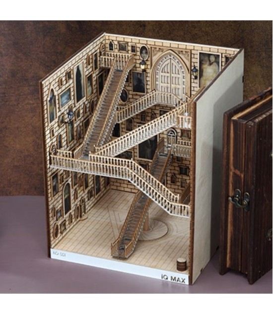 Spiral Staircase Wooden Book Nook Stand 260 × 224 × 217 mm – Decorative Bookshelf Bookends