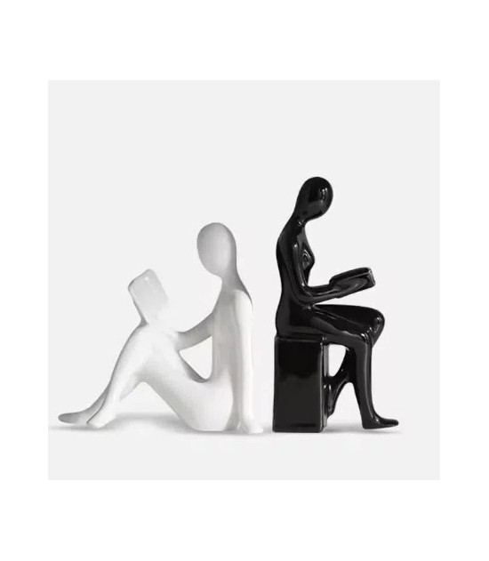 Black and White Modern Character Bookends  - Foot support style: 17 × 8 × 17 cm Standing style: 10 × 6 × 21 cm