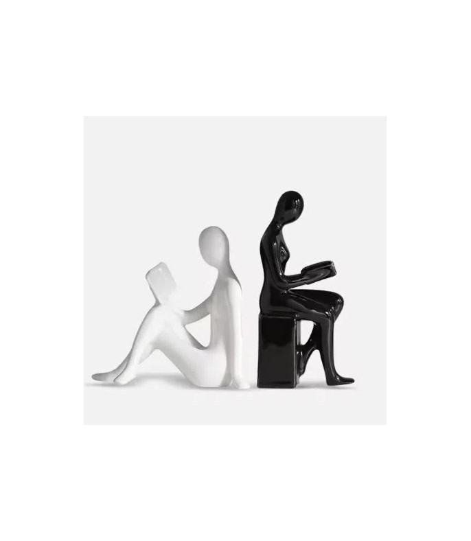 Black and White Modern Character Bookends  - Foot support style: 17 × 8 × 17 cm Standing style: 10 × 6 × 21 cm