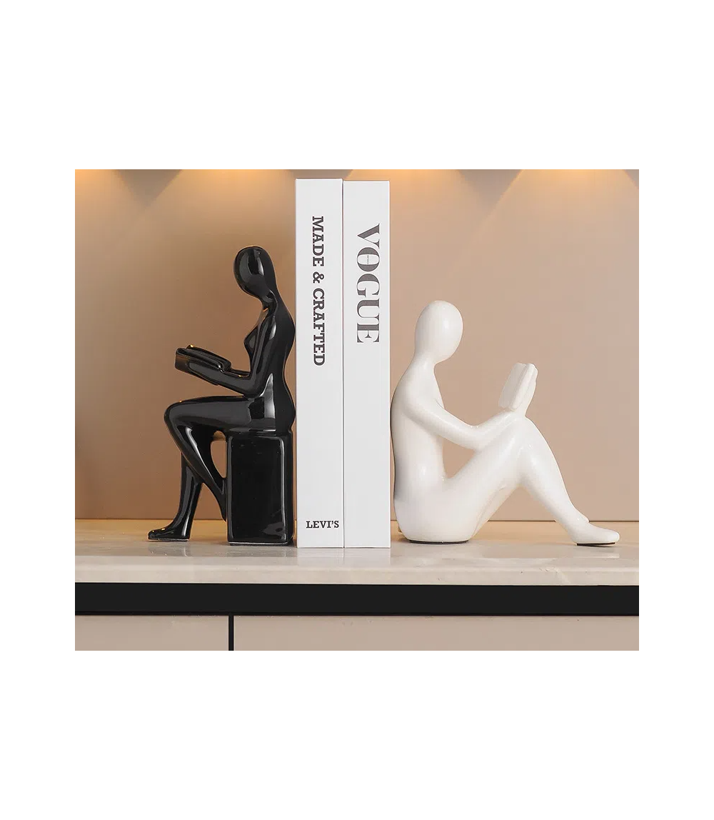 Black and White Modern Character Bookends  - Foot support style: 17 × 8 × 17 cm Standing style: 10 × 6 × 21 cm