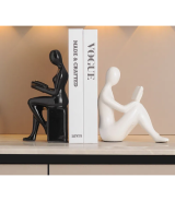 Black and White Modern Character Bookends  - Foot support style: 17 × 8 × 17 cm Standing style: 10 × 6 × 21 cm