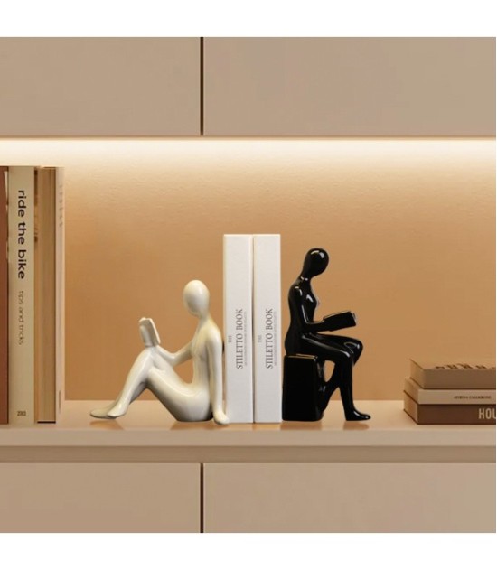 Black and White Modern Character Bookends  - Foot support style: 17 × 8 × 17 cm Standing style: 10 × 6 × 21 cm