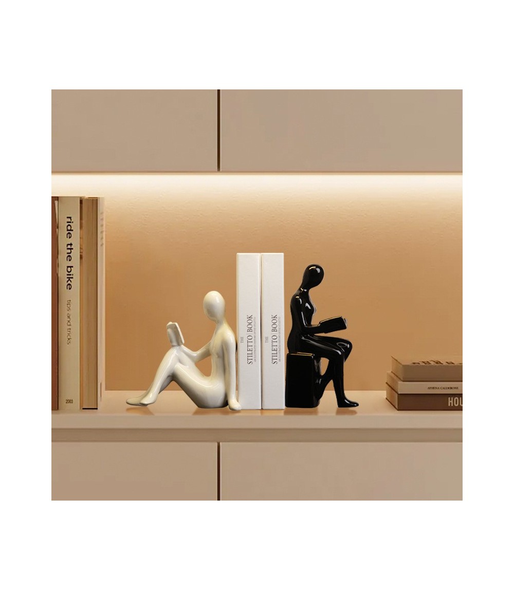 Black and White Modern Character Bookends  - Foot support style: 17 × 8 × 17 cm Standing style: 10 × 6 × 21 cm