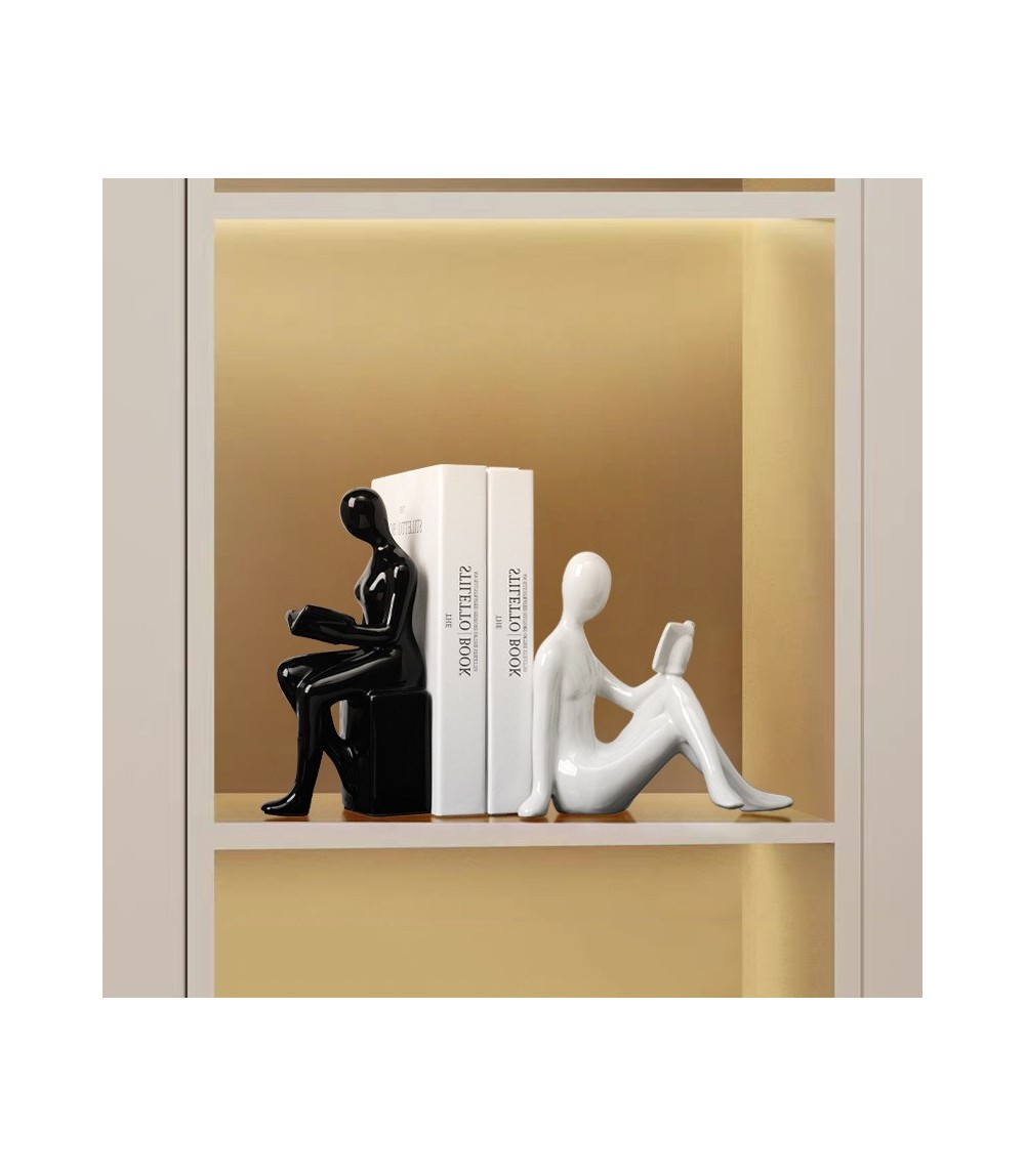 Black and White Modern Character Bookends  - Foot support style: 17 × 8 × 17 cm Standing style: 10 × 6 × 21 cm