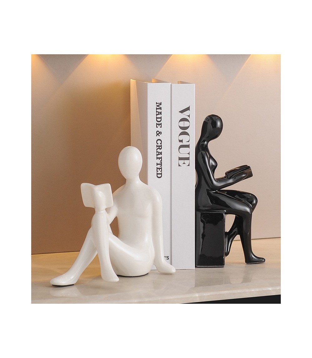 Black and White Modern Character Bookends  - Foot support style: 17 × 8 × 17 cm Standing style: 10 × 6 × 21 cm