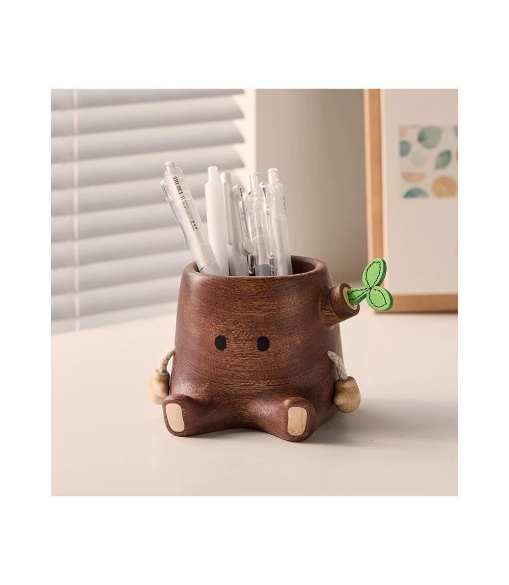 Solid Wood Pen Holder - Desktop Stationery Organizer For Office