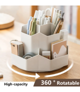 Large Capacity Rotating Pen Holder - Multi-Functional Desk Organizer