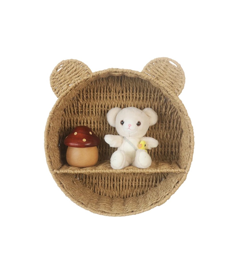 Light Brown Cat Ear Woven Storage Basket 32 × 30 cm – Wall-Mounted Organizer
