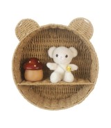 Light Brown Cat Ear Woven Storage Basket 32 × 30 cm – Wall-Mounted Organizer