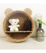 Light Brown Cat Ear Woven Storage Basket 32 × 30 cm – Wall-Mounted Organizer
