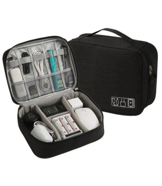 Red And Black Portable Tech Organizer Bag - Waterproof Storage Pouch