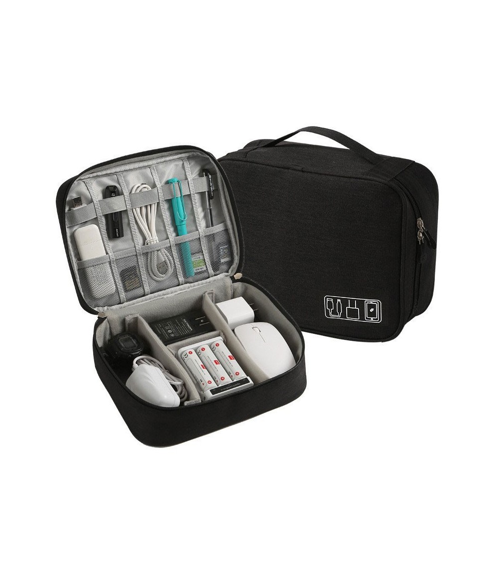 Red And Black Portable Tech Organizer Bag - Waterproof Storage Pouch