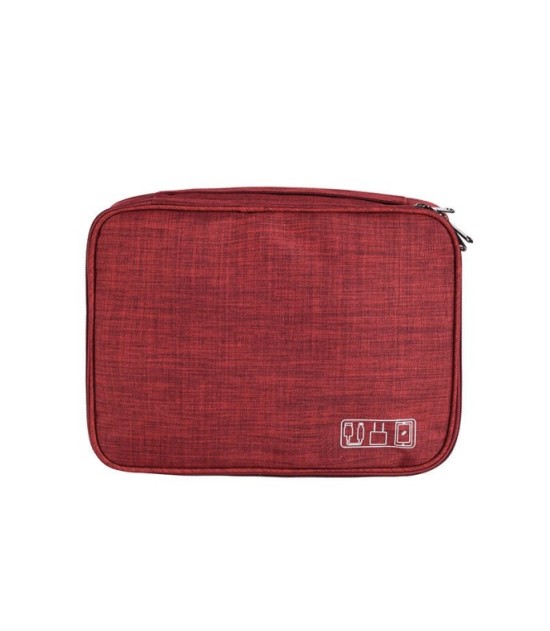 Red And Black Portable Tech Organizer Bag - Waterproof Storage Pouch
