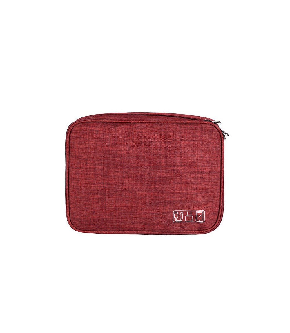 Red And Black Portable Tech Organizer Bag - Waterproof Storage Pouch