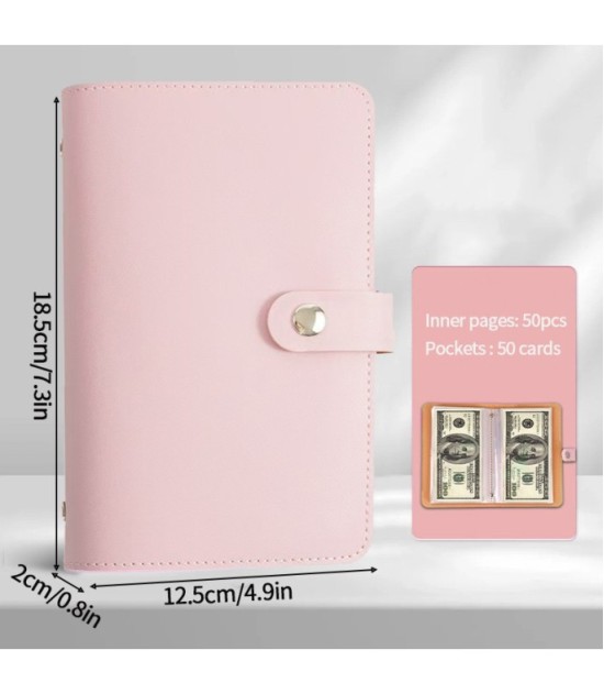 Pink 100 Envelope Savings Book 18.5 x 12.5 x 2 cm - Cash Budget Binder & Money Organizer