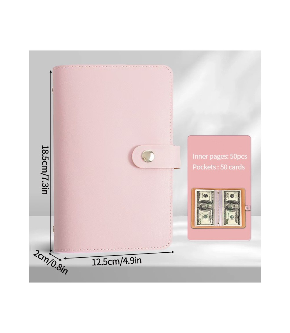 Pink 100 Envelope Savings Book 18.5 x 12.5 x 2 cm - Cash Budget Binder & Money Organizer