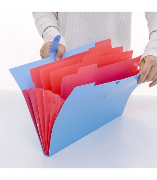 Blue 4-Compartment Accordion File Folder 32.5 × 24 cm – Document Organizer for Office & School