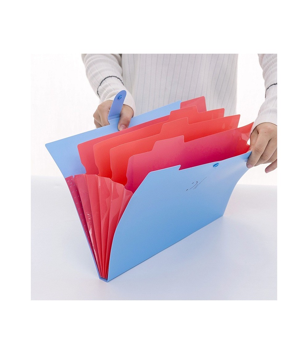 Blue 4-Compartment Accordion File Folder 32.5 × 24 cm – Document Organizer for Office & School