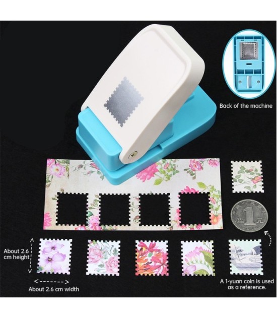 Blue Rectangle Paper Punch 9.2 × 5 × 3.5 cm - Lever Action Punch For Scrapbooking & DIY Crafts