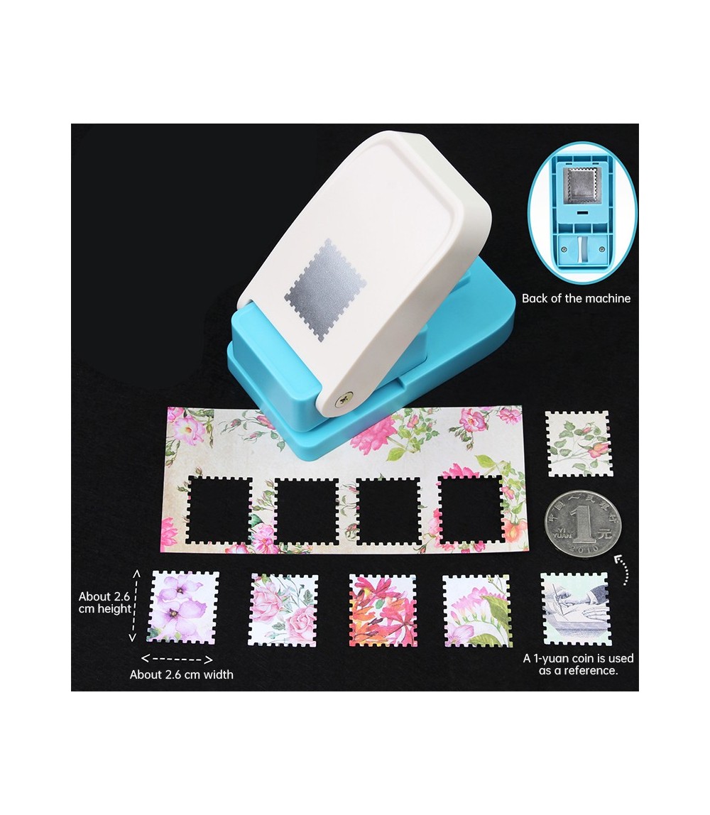 Blue Rectangle Paper Punch 9.2 × 5 × 3.5 cm - Lever Action Punch For Scrapbooking & DIY Crafts