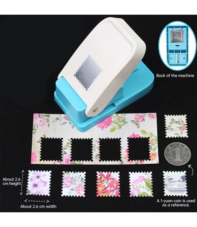 Blue Rectangle Paper Punch 9.2 × 5 × 3.5 cm - Lever Action Punch For Scrapbooking & DIY Crafts
