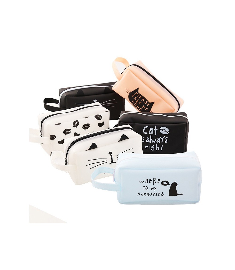 Black And White Cat's Kingdom Pencil Case 16.5 x 8.5 cm - Large Capacity Cartoon Cat Stationery Pouch