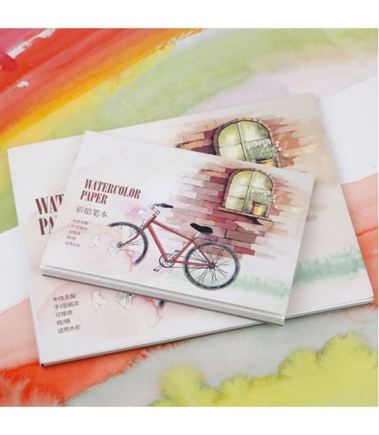 White Premium A5/A6 Watercolor Paper Sketchbook 155 × 210 mm - 12 Sheets For Artists