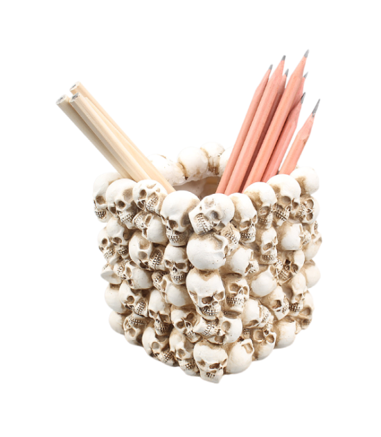 Square Skull Pen Holder - Multi-Functional Desktop Storage Organizer