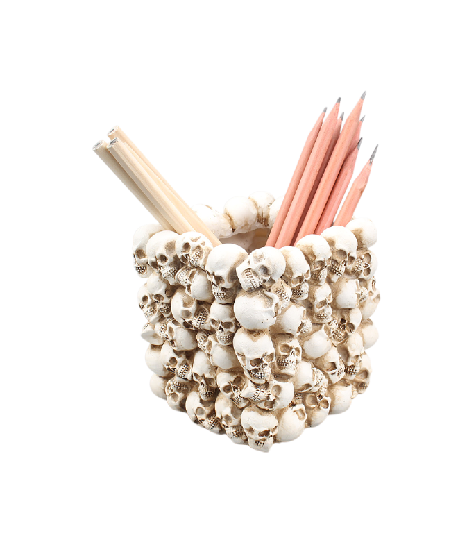 Square Skull Pen Holder - Multi-Functional Desktop Storage Organizer