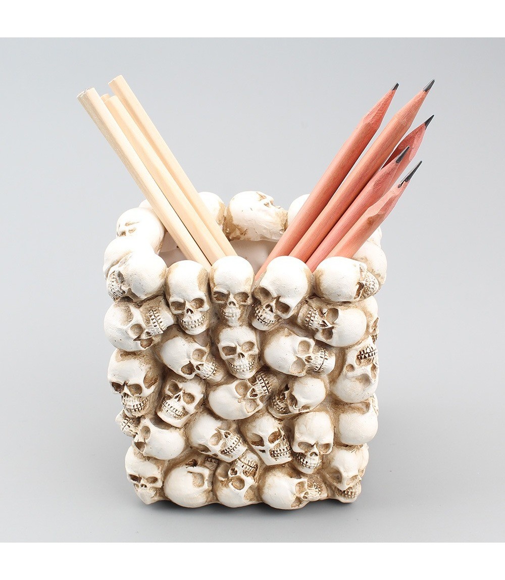 Square Skull Pen Holder - Multi-Functional Desktop Storage Organizer