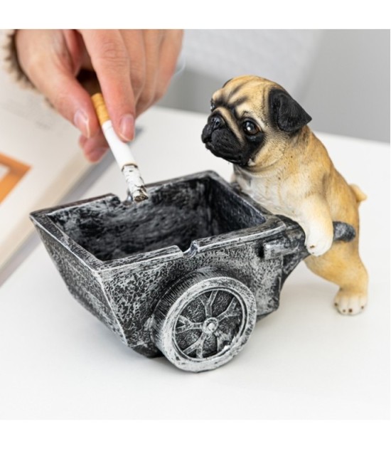 Cute Puppy Resin Ashtray 16.5 x 12cm - Decorative Tabletop Ash Holder For Office