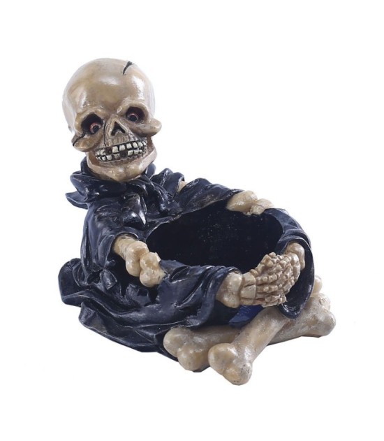 Black Skeleton Candle Ashtray 13 × 8 × 8.5 cm - Creative Resin Home & Office Decor