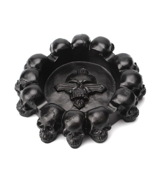 Resin Multi-Skull Ashtray 11.5 × 3 cm - Black Decorative Home & Office Accent