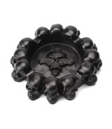 Resin Multi-Skull Ashtray 11.5 × 3 cm - Black Decorative Home & Office Accent