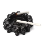 Resin Multi-Skull Ashtray 11.5 × 3 cm - Black Decorative Home & Office Accent