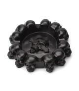 Resin Multi-Skull Ashtray 11.5 × 3 cm - Black Decorative Home & Office Accent