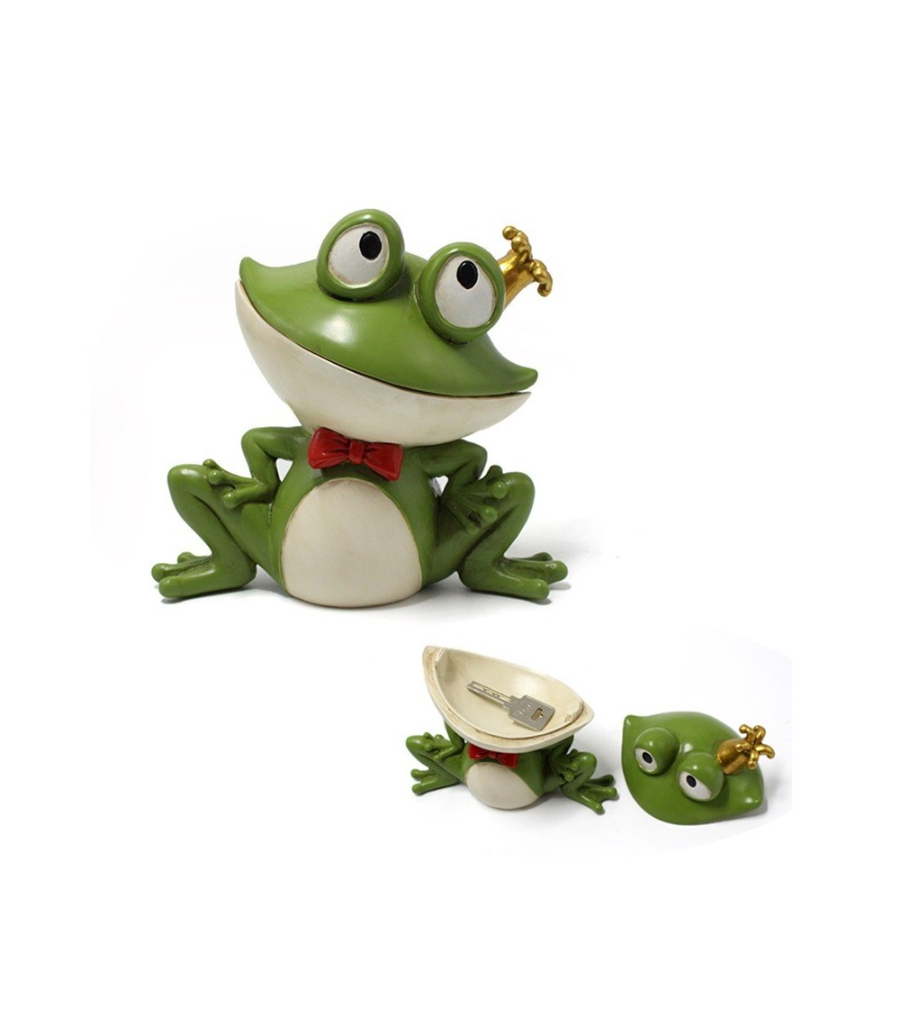 Green Frog Prince Resin Key Holder 15 x 9 x 13 cm - Decorative Key Storage Box
