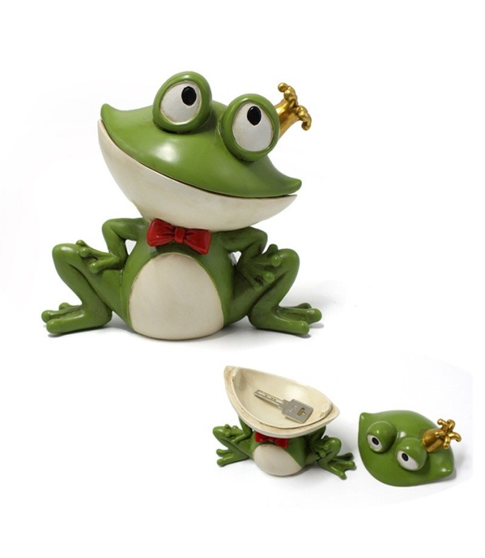 Green Frog Prince Resin Key Holder 15 x 9 x 13 cm - Decorative Key Storage Box